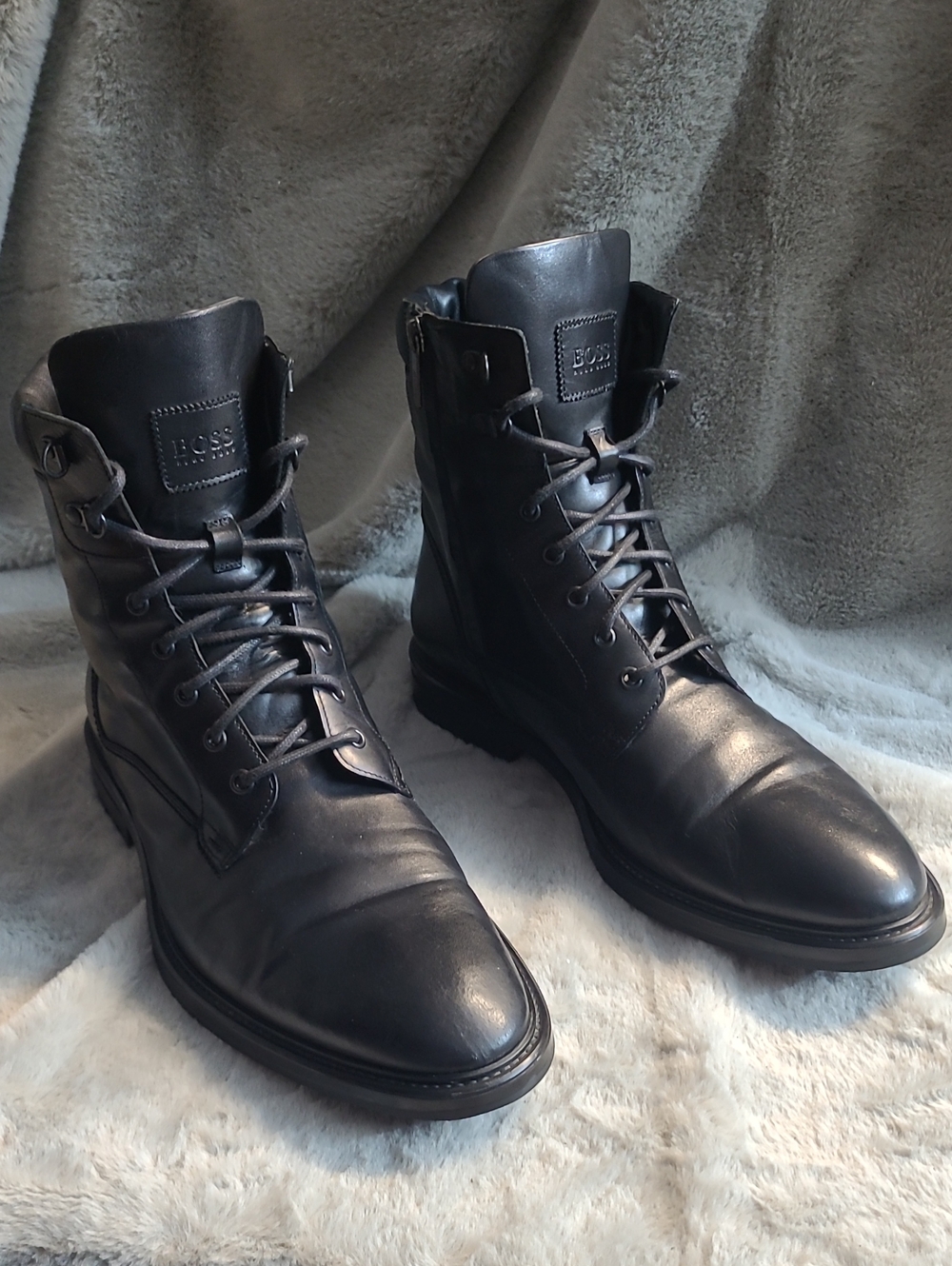 Hugo Boss Colby Zip Leather Boots Mens 12 / 46